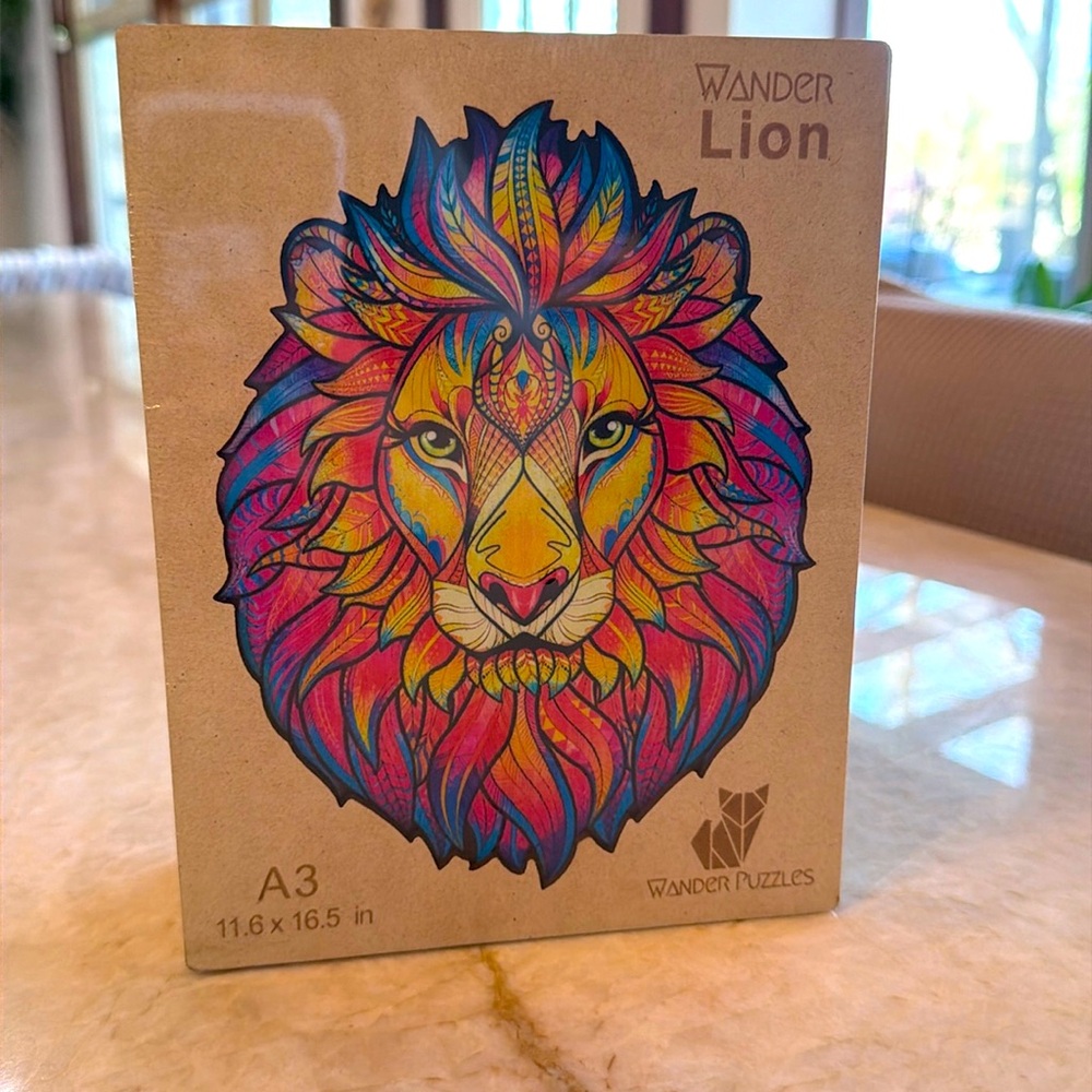 New In Box Lion Face 3D Wooden Jigsaw Puzzle